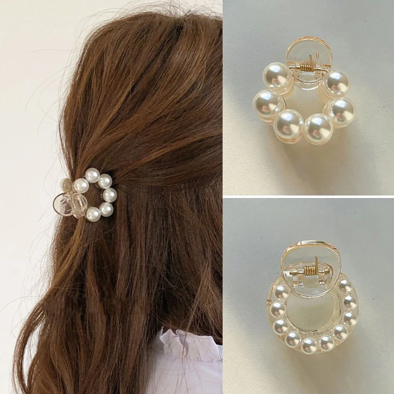 

Sweet Mini Round Pearl Hair Clips for Women Girls Hair Claw Chic Barrettes Claw Crab Hairpins Styling Fashion Hair Accessories &
