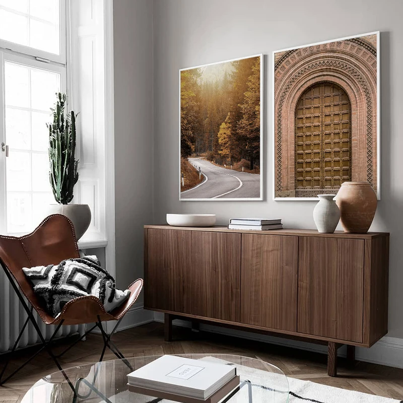 Марокканская дверь лесные листья холст живописи северный минималистический постер и печати декоративные картинки для гостиной на.