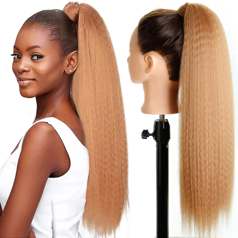 

LISI GIRL African Natural Synthetic Fluffy Overhead Ponytail YaKi Velcro Clip Type Fixed Bundle Hair Natural Hair Extension 2021