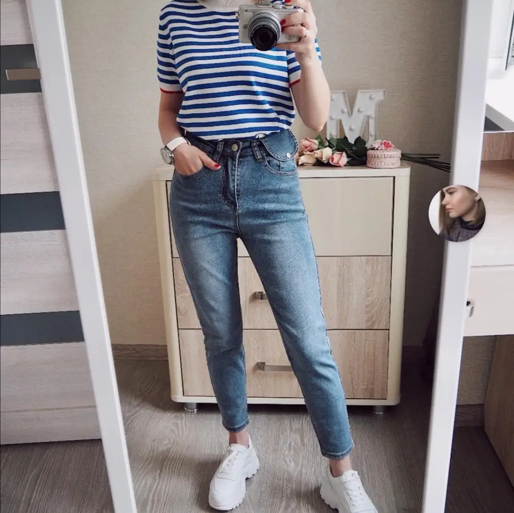 Harem High Waist Jeans Women Vintage Straight Boyfriend Mom Mujer Retro Denim Pants 2020 Blue Black Casual | Женская одежда