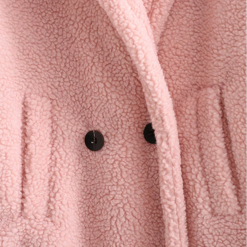 

Women's Winter Female ZA Woolen Coat Autumn 2020 Casual VintageTeddy Hair Outwear Pocket Solid Thick Warm Woolen Wool Coat