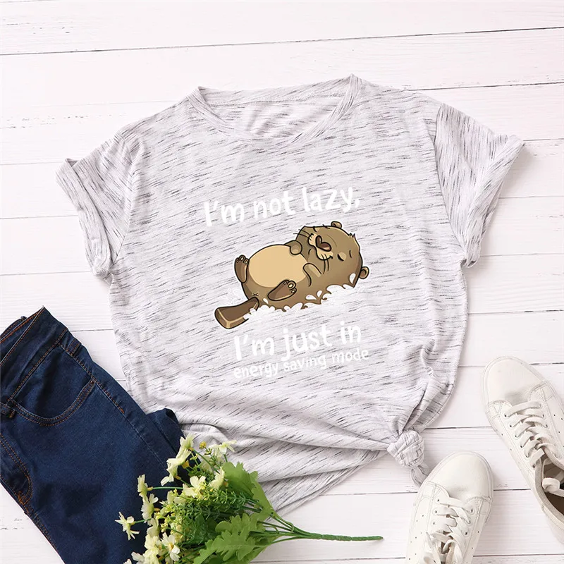 Размера плюс S 5XL новый с милым рисунком кота футболка буквенным принтом для