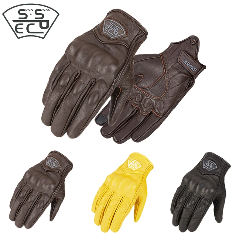 Мотоциклетная перчатка SSPEC с сенсорным экраном для чоппера Классическая Ретро