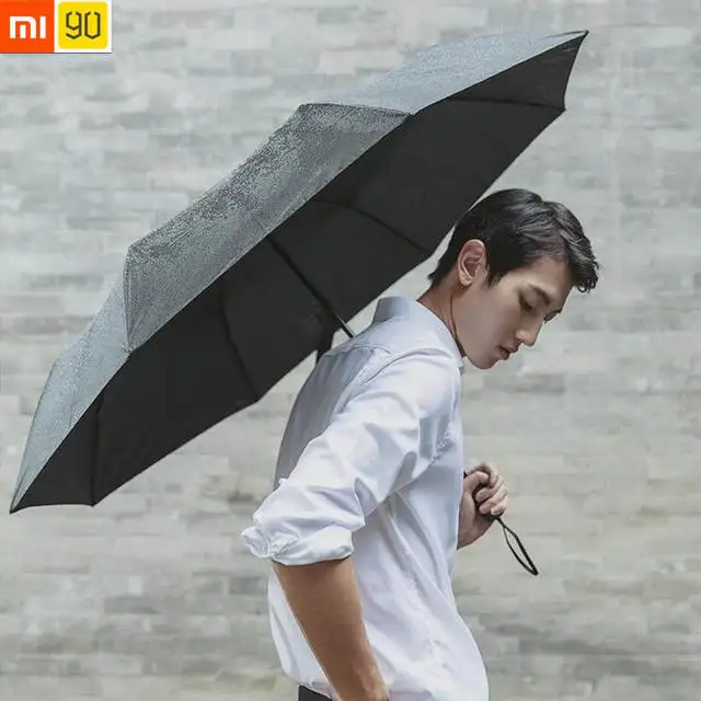 Черный Xiaomi Солнечный дождливый алюминиевый ветрозащитный водонепроницаемый УФ Мужчины и женщины лето зима - Цвет: Черный