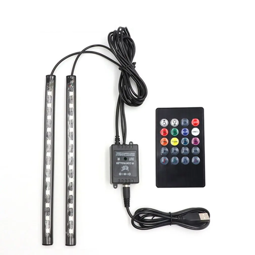 Auto LED RGB Interior Atmosphere Strip Light Decorative Foot Lamp With USB Wireless Remote Music Control Multiple Modes For Car |