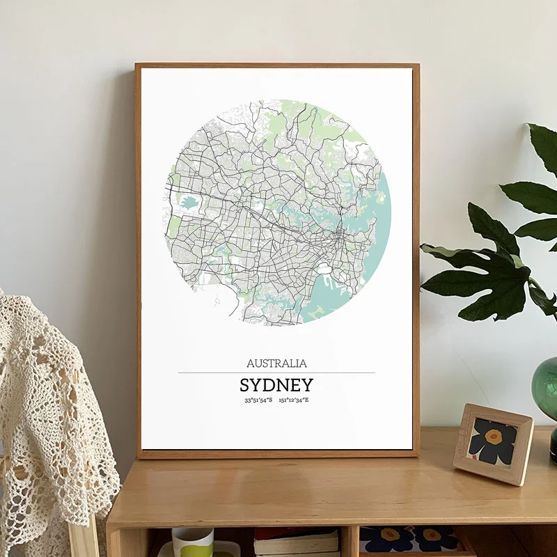 

Australia Sydney Map Poster CANVAS Poster,bedroom Art