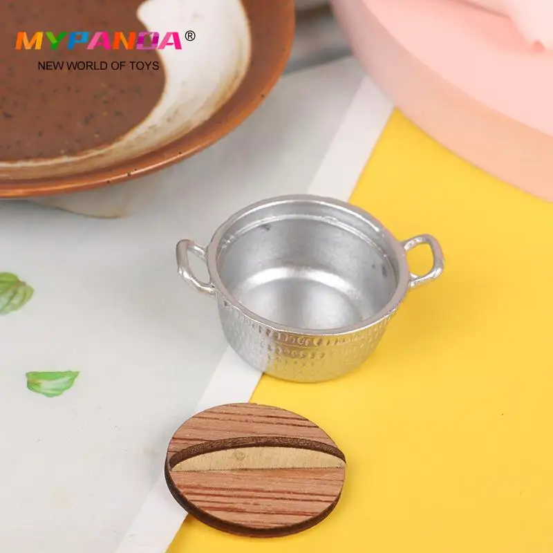 

1/12 Dollhouse Miniature Kitchen Toys Utensil Cooking Ware Mini Pot Boiler Pan with Lid For Dollhouse Decal
