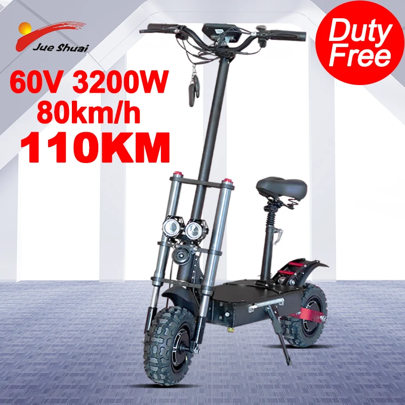 Billig 80 KM/H Elektrische Roller 60V 3200W Dual Motor Faltbare Escooter Mit Sitz Für Erwachsene Patinete Eletrico Elektrische Roller Erwachsene
