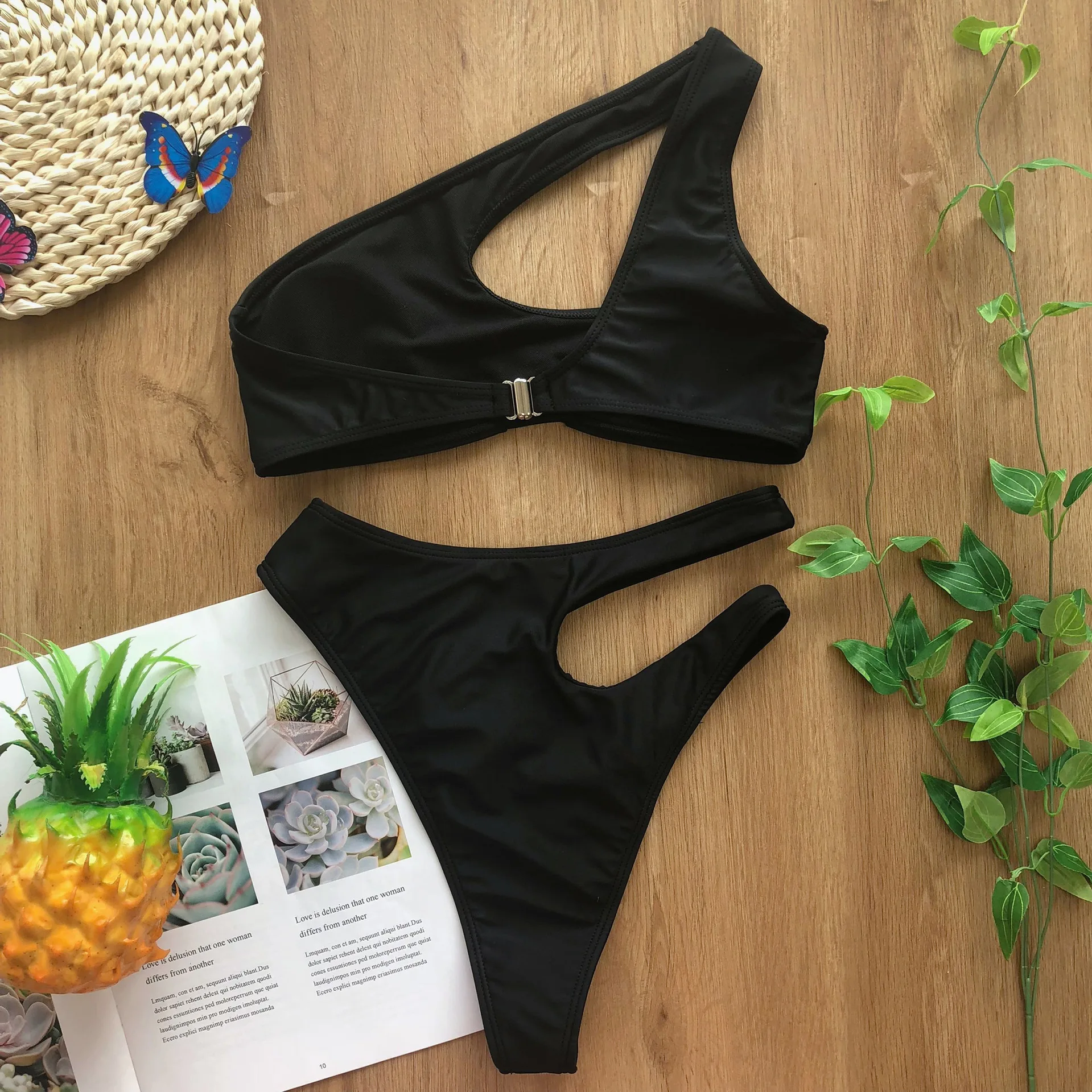 

Bikini 2021 Sexy High Waist Hollow Solid Swimsuit Women Swimwear Push Up Bikini Set Brazilian Bikini Summer Beach Bathing Suit