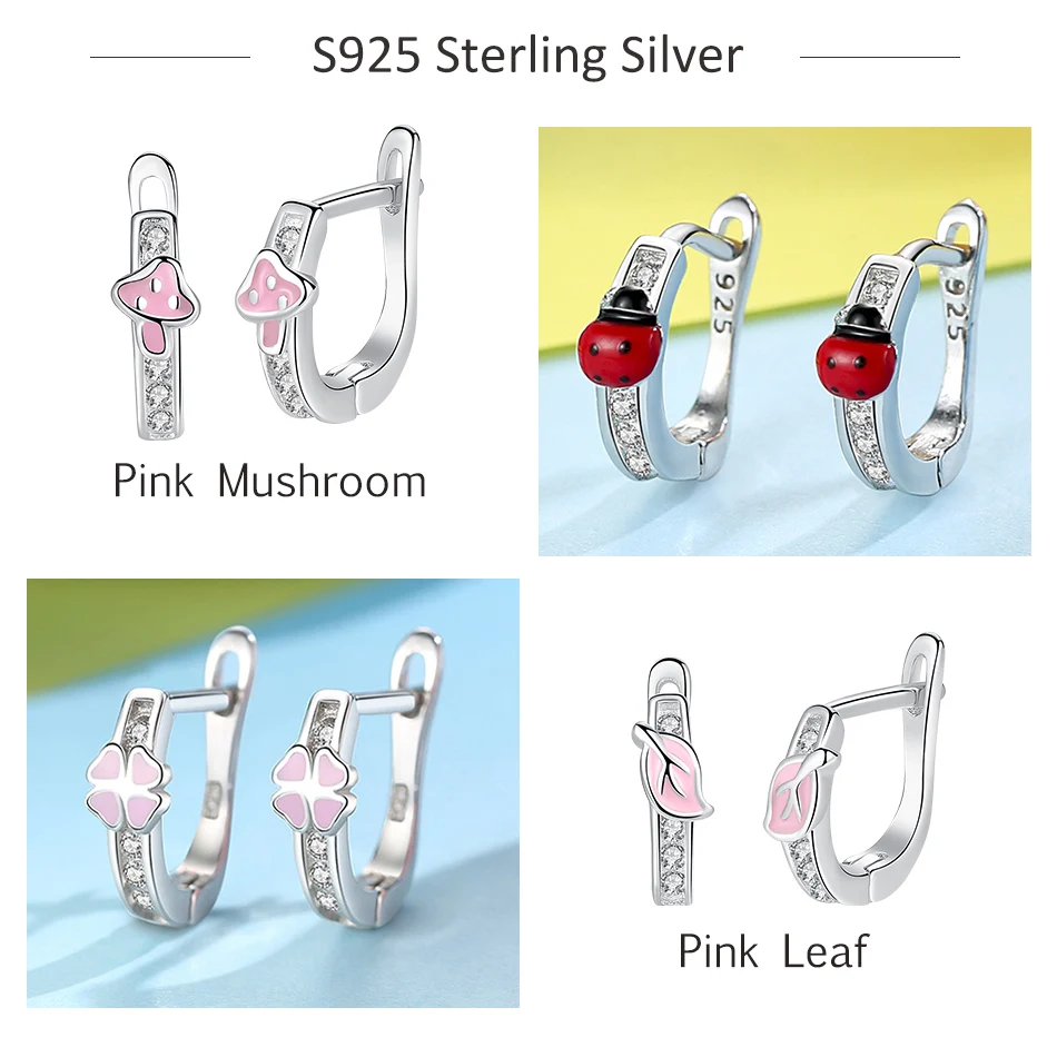 Милые серьги гвоздики из стерлингового серебра 925 пробы с вишневым клевером и