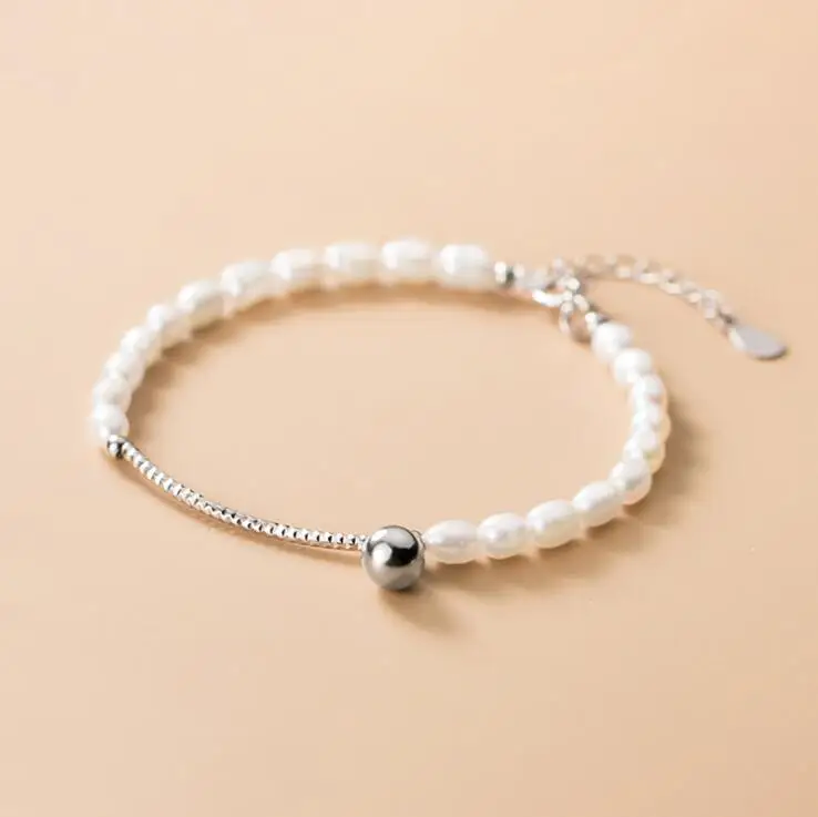 

Silver Pearl Bracelet 100% Real 925 Sterling Silver Bracelet