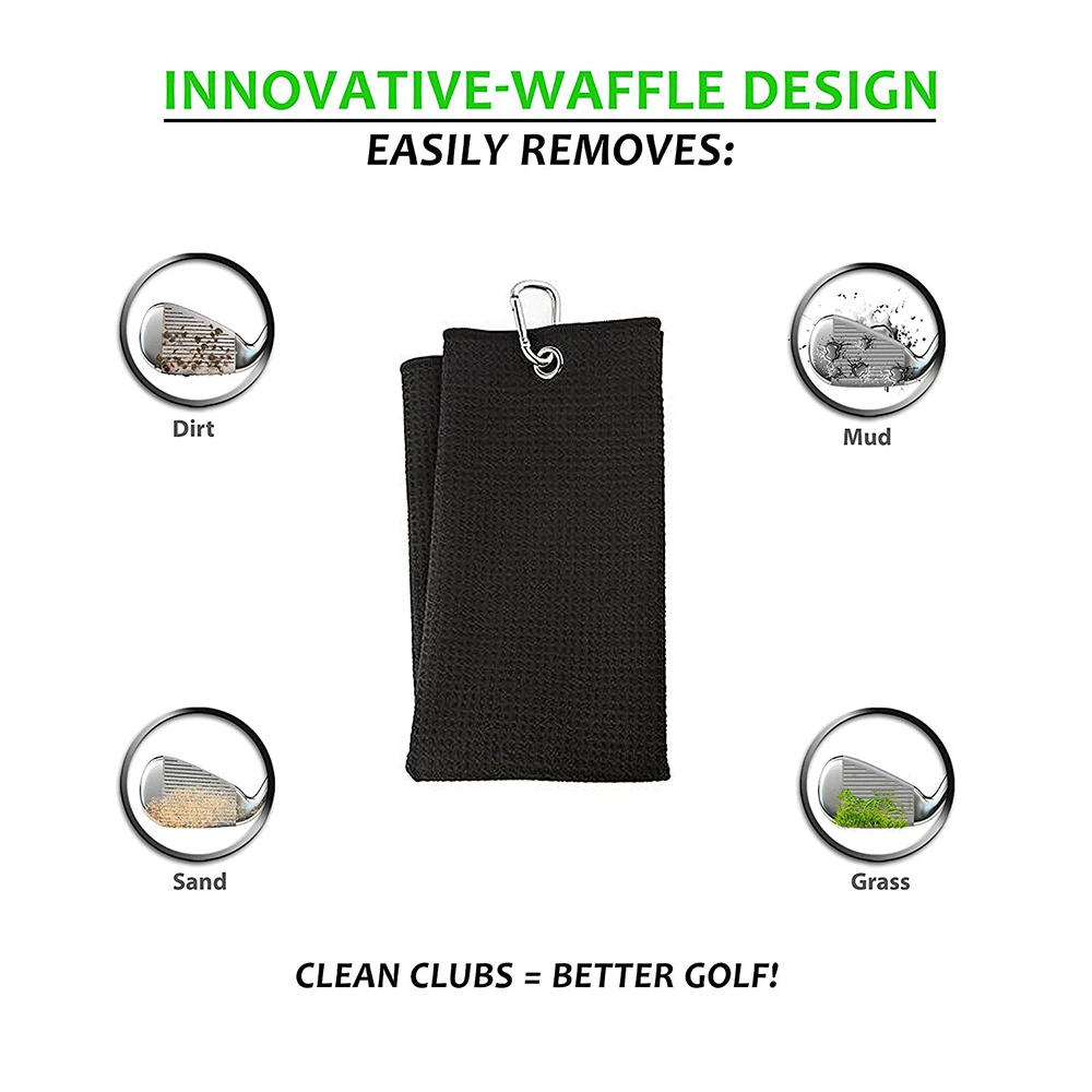 

Enhua Tri-fold Golf Towel | Premium Microfiber Fabric | Waffle Pattern | Heavy Duty Carabiner Clip