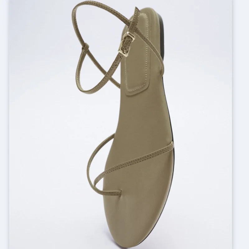 

Brand Open-toed Simple Sandals Summer New Gold-plated Sheepskin Sandals Versatile and Comfortable Womens Shoes Student Sandals