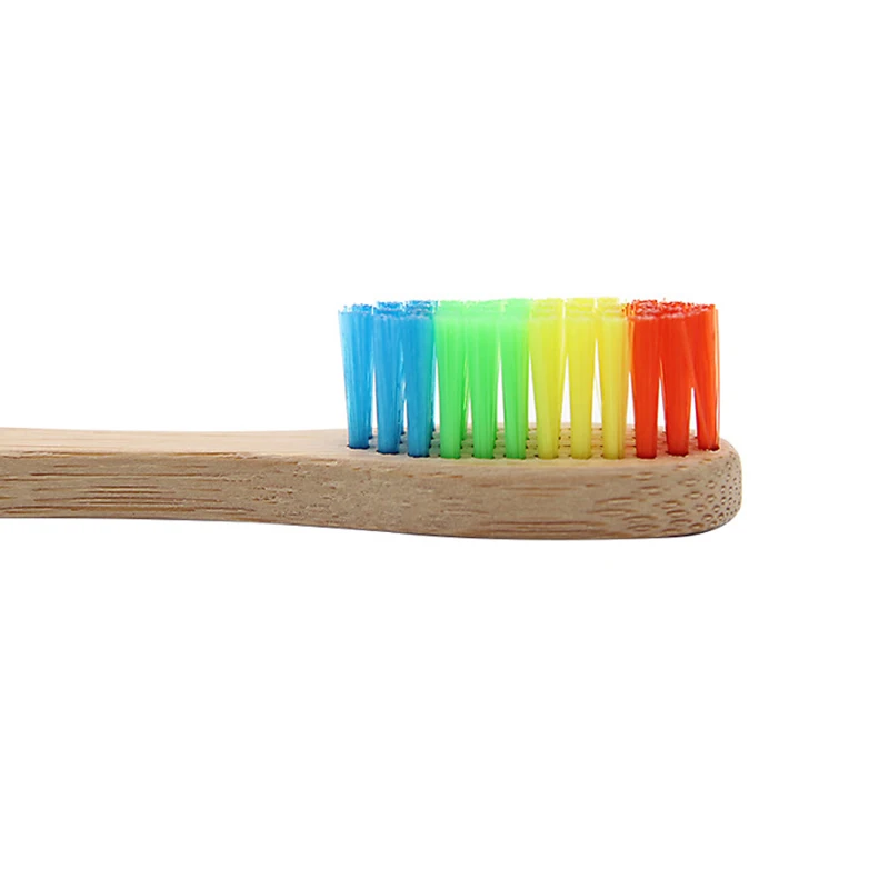 

Wooden Rainbow Bamboo Toothbrush Oral Care Soft Bristle Head Bamboo; Rainbow Bamboo Toothbrush Care Soft Bristle Head with Case