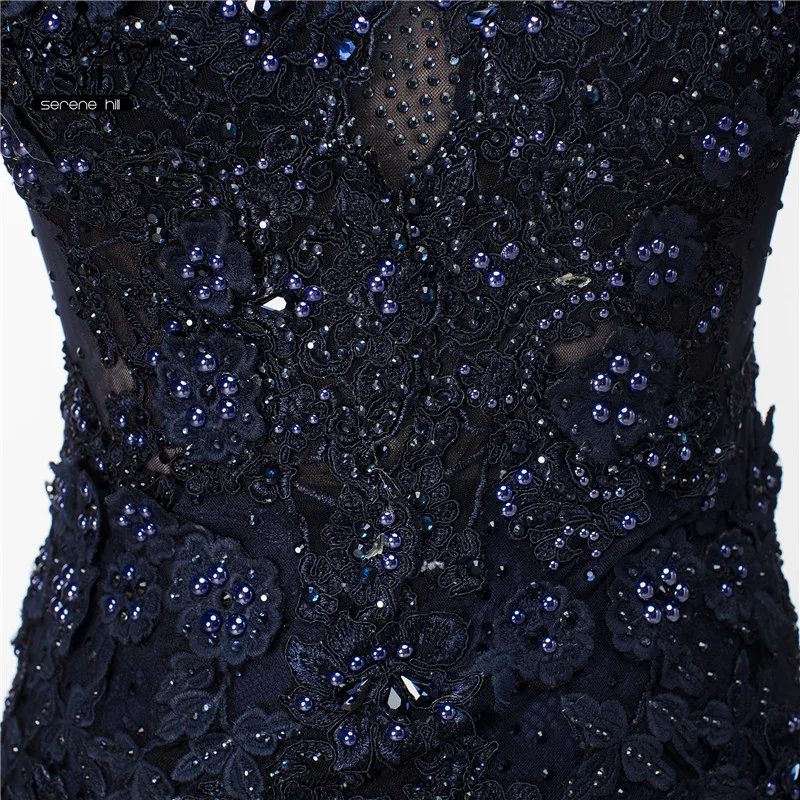 Темно-синие вечерние платья из тюля с длинными рукавами и русалочкой элегантное