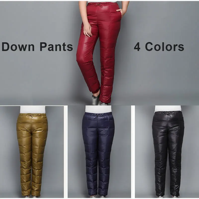 Size Winter Duck Plus Down Velvet Jogger 8XL 10XL Women Elasitc Waist Skinny Warm Casual Pants Female Black Work Trousers