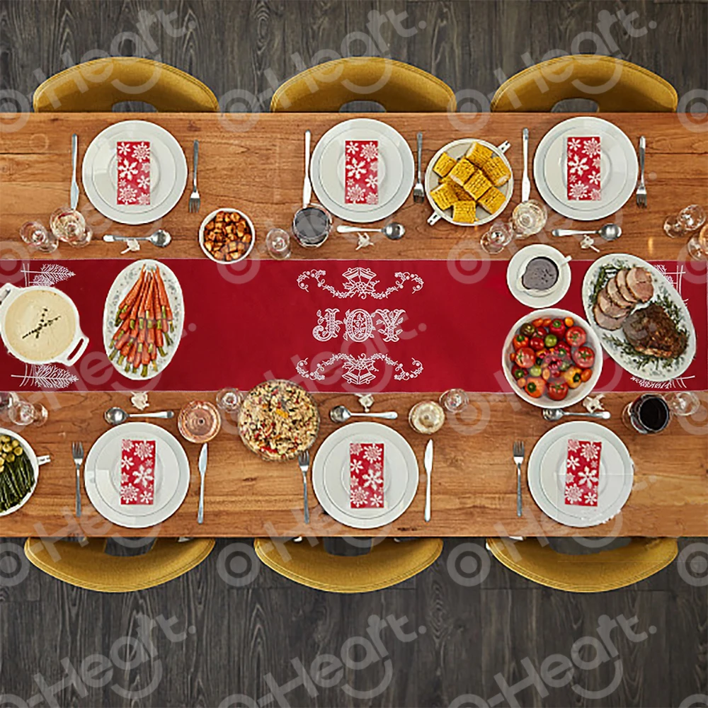 OHEART листья остролистного падуба вышитая Рождественская скатерть рождественская