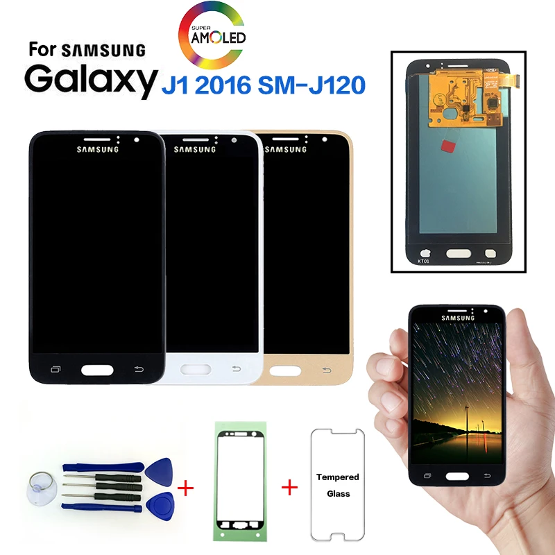 ЖК-дисплей Super Amoled для samsung Galaxy J1 J120F J120DS J120G J120M J120H J120, сенсорный дигитайзер+ наклейка+ Инструменты