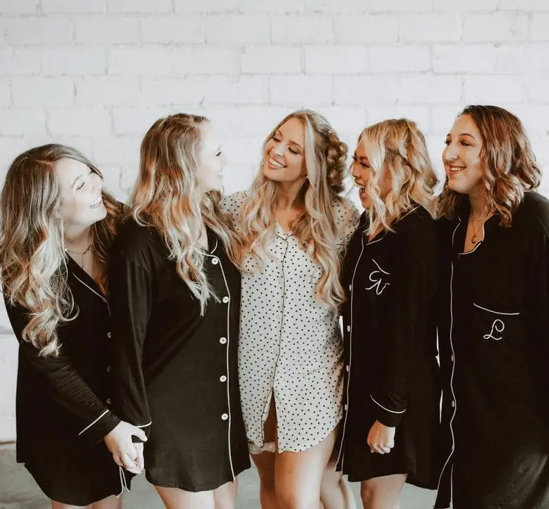 Пижама для Для женщин сна рубашки монограмма одежда пижама с монограммами