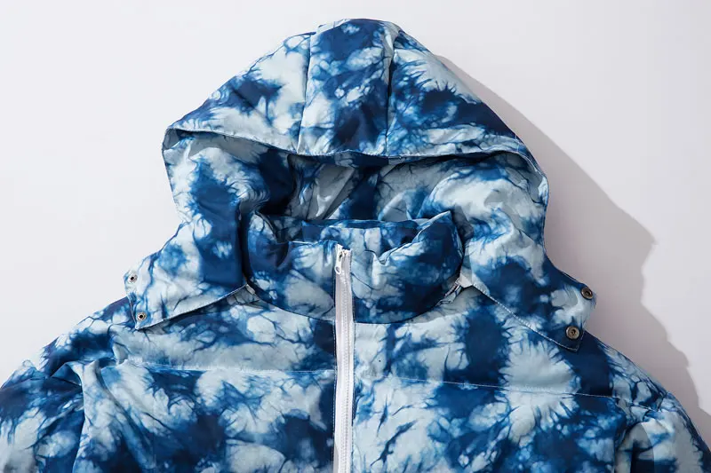 GONTHWID Tie Dye/толстая теплая парка со съемным капюшоном, куртки, хип-хоп хлопчатобумажные пуховики в повседневном стиле, парки, зимние пальто, уличная верхняя одежда