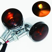 2pcs retro motorcycle skull design metal chrome motorcycle turn signals lights indicators blinkers flashers