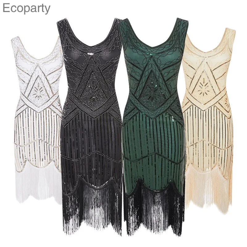 083 Disfraz коктейльное платье kleid размера плюс 4XL женское хлопушка 1920s блестящее с
