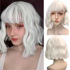 HOUYAN короткие волнистые вьющиеся волосы боб парик синтетические женские белые розовые синие фиолетовые челки для вечевечерние НКИ