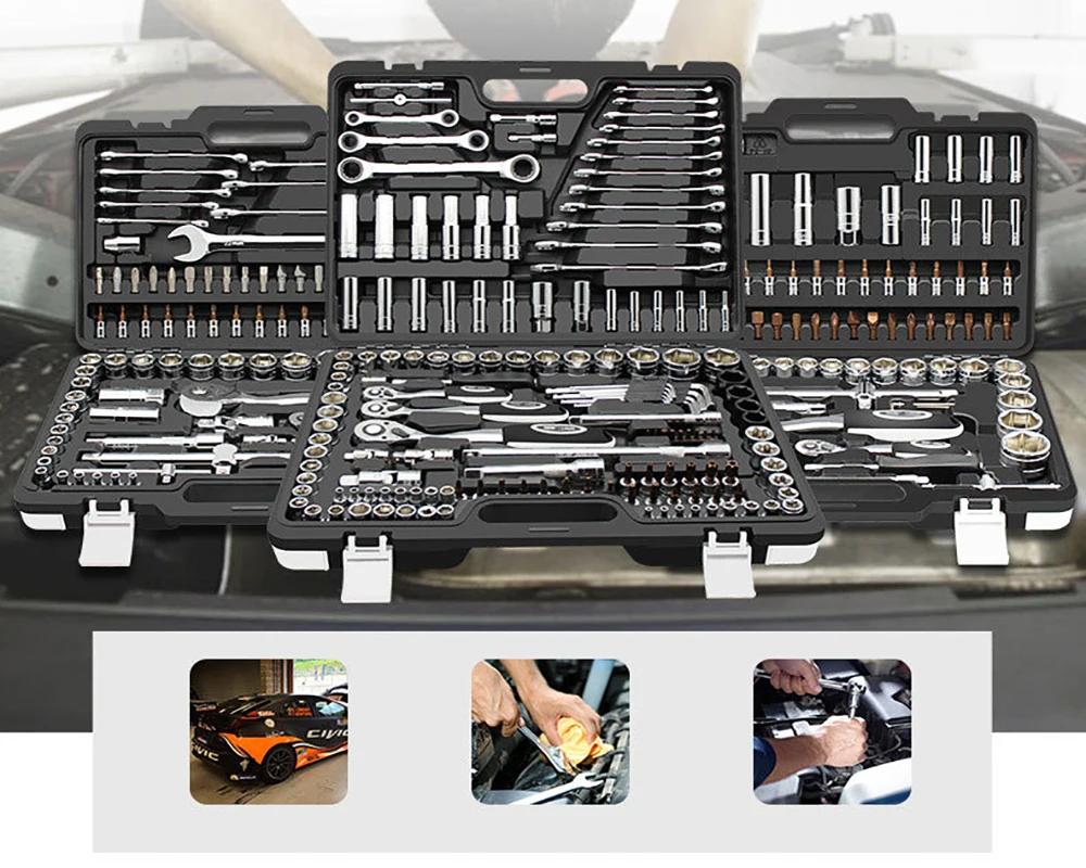 

Hand Tool Set General Household Hand Tool Kit with Plastic Toolbox Storage Case Socket Wrench Screwdriver For Auto repair tools