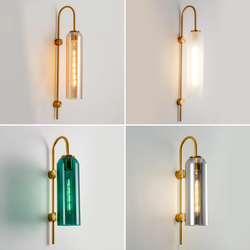 

Nordic Stained-glass Wall Lamp Beside Bedroom Modern LED Wall Lights Fixtures Bathroom Lighting Mirror Lamps Stair Light
