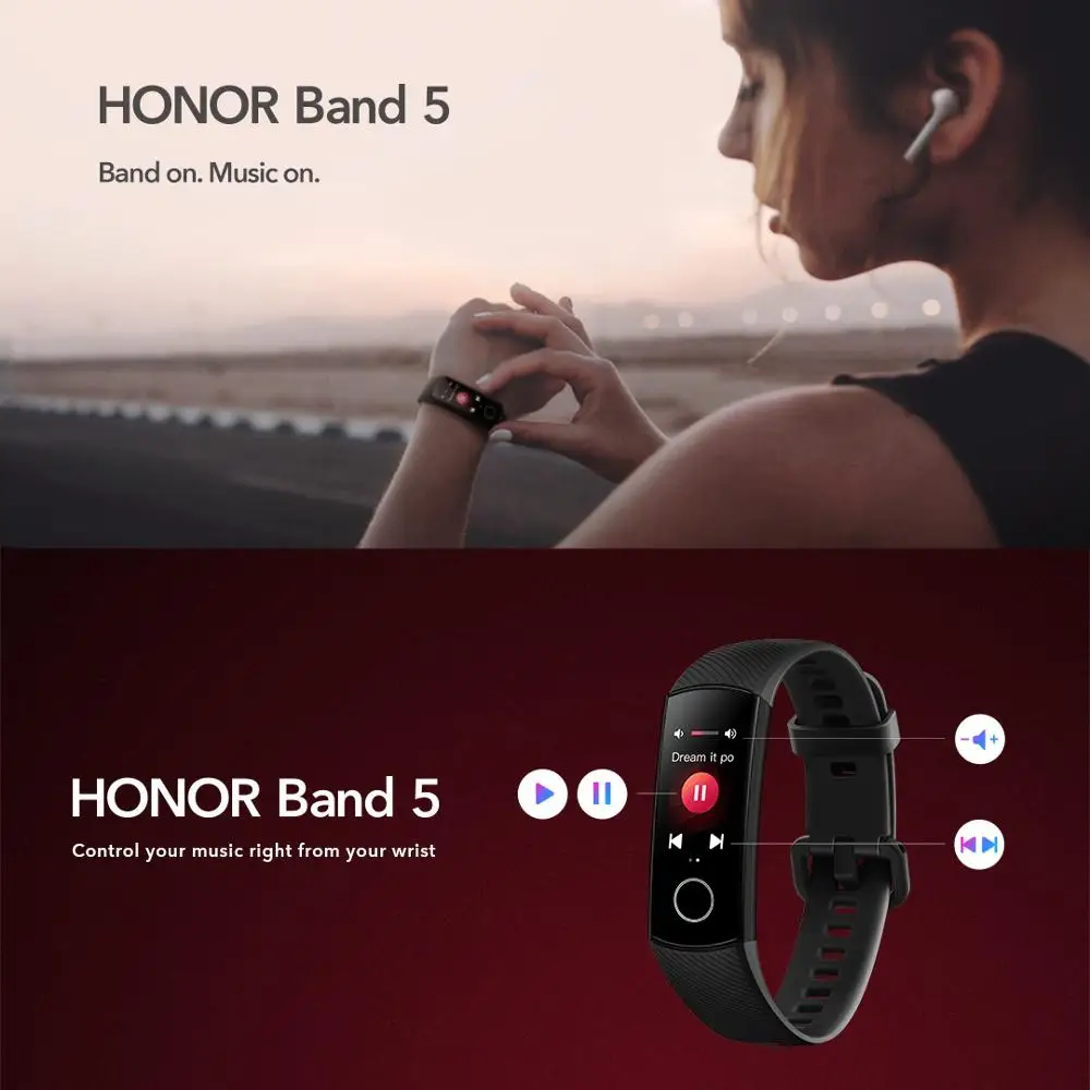Huawei Honor Band 4 Band 5 умный Браслет Globle Версия 50m водонепроницаемый фитнес-трекер монитор сердечного ритма во время сна Smart Wirstband
