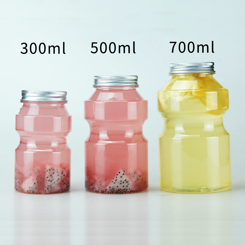 

10pcs Net red empty bottle cold drinks juice ice coffee cup birthday party favors bubble tea cup 300ml yogurt bottles wtih lid