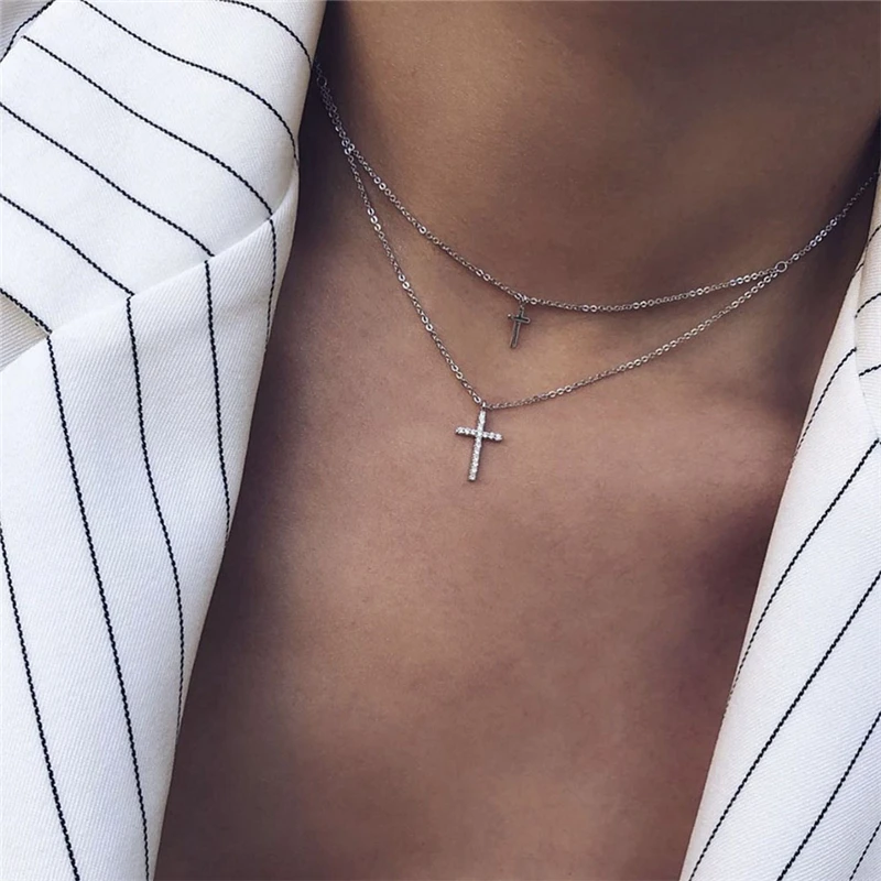 Boho винтажное модное многослойный ожерелье s для женщин Многоэлементный геометрический Хрустальный каменный кулон длинное ожерелье подарок ювелирные изделия - Окраска металла: NE-0054-22