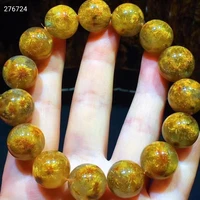 natural gold rutilated quartz sun flower bracelet brazil 14mm clear round beads women men beads wealthy rutilated aaaaaaa