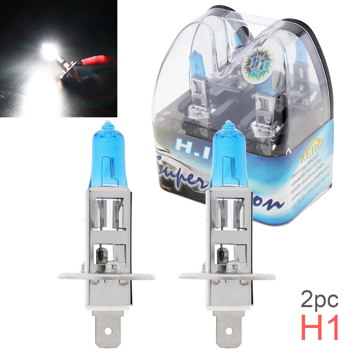 

Car Light Bulbs 2pcs/lot 12V H1 55W 6000K White Light Super Bright Car Xenon Halogen Lamp Auto Front Headlight Fog Bulb