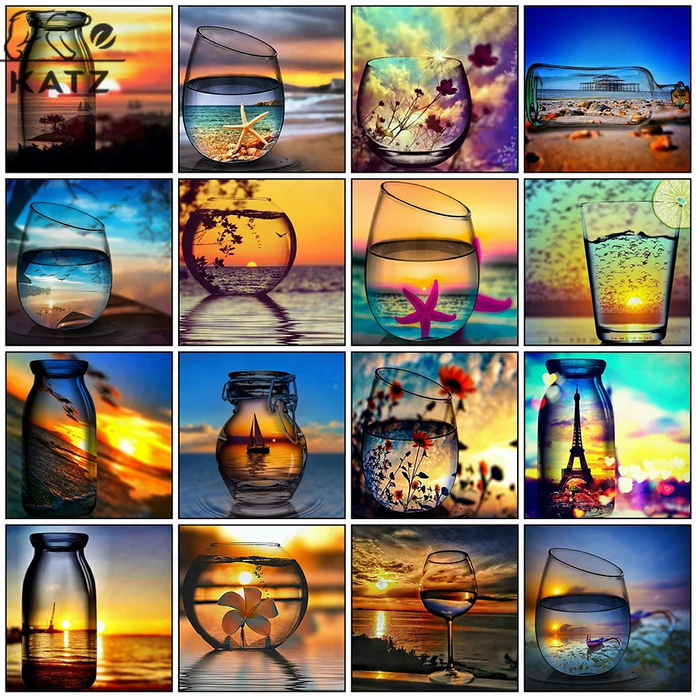 

Sunset Landscape Diamond Painting Water Cup Embroidery Crossing Diy Animal Diamond Mosaic Art Gift Cross Stitch Home Decoration
