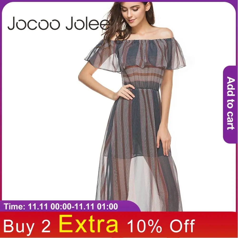 Повседневное длинное платье Jocoo Jolee с открытыми плечами для женщин в офисном