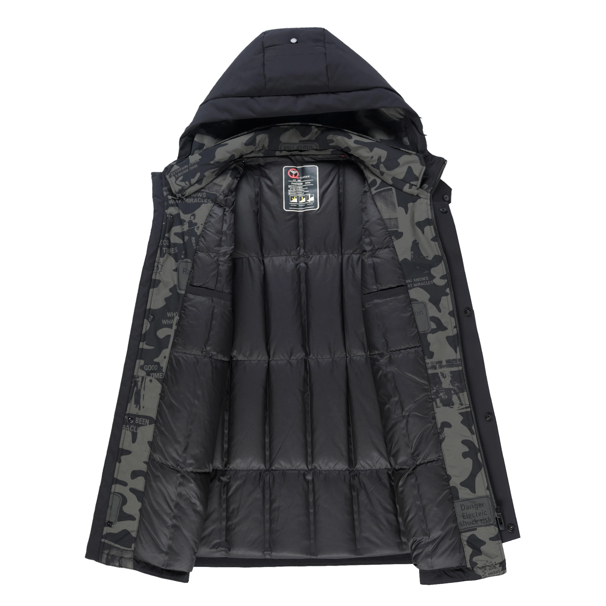 2019 новый зимний пуховик Модный повседневный черный с капюшоном средней и длинной