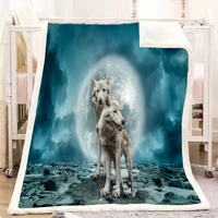 animal wolf sherpa blanket 3d print home decoration plush quilt flannel blanket home bedding office nap sherpa blanket