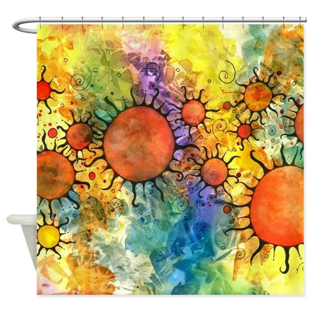 

Unique Primordial Suns Shower Curtain