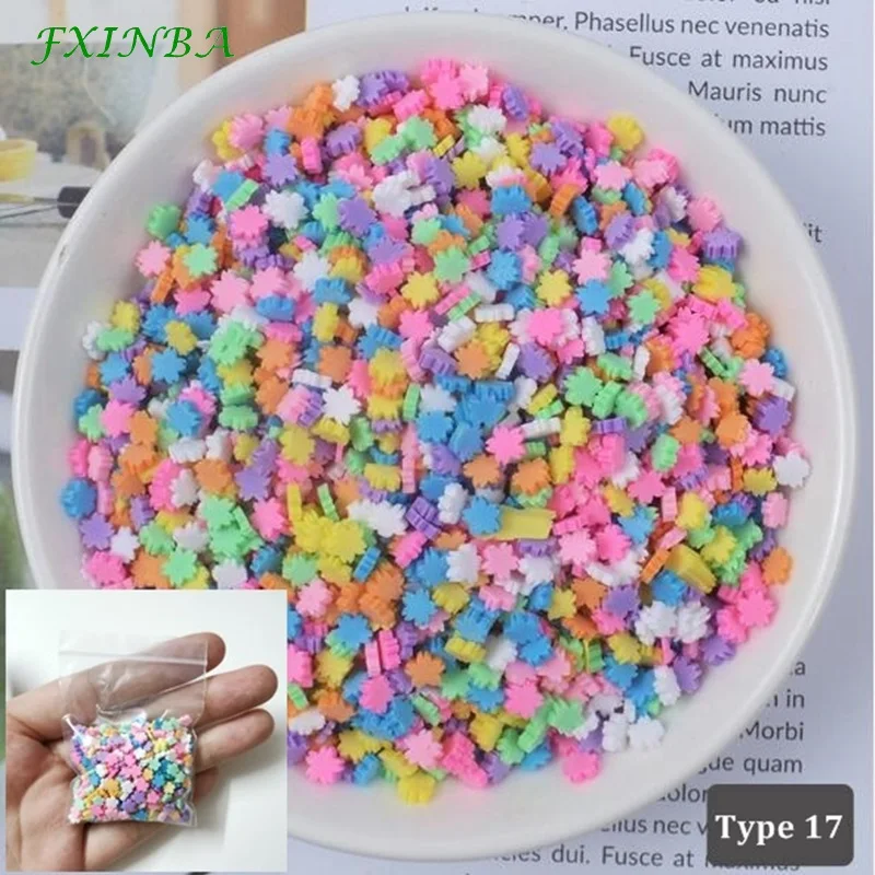 Type 17 FXINBA 10 г Fimo амулеты дополнение разбрызгивает слизь наполнитель пушистая клейкая масса Игрушки слизь Поставки аксессуары глина DIY ломтики торта десерт - Цвет: Type 17