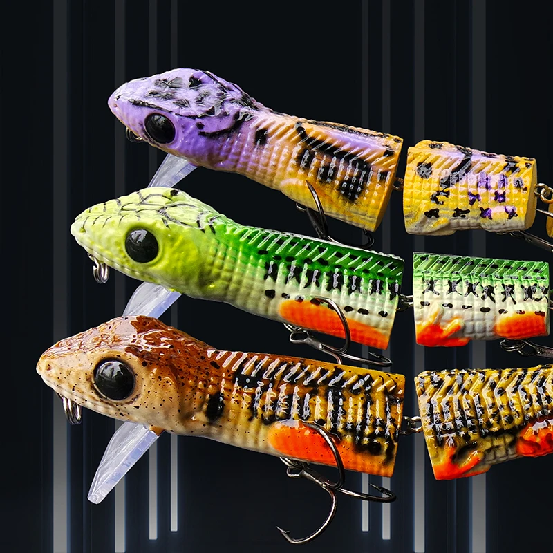 Banshee-señuelo de Topwater para pesca, Wobbler Lizard, 4 segmentos, Swimbait, cebos artificiales flotantes, Lucio, lubina, 220mm, 59g, 3 unids/set por juego