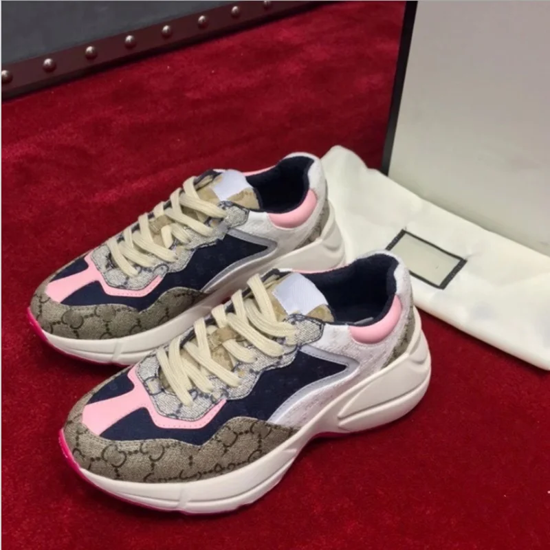 

Women's Sports Shoes Luxury Brand Thick-soled Printing Vulcanized Shoes Men's Fashion Retro Old Shoes Casual Couple Sports Shoes