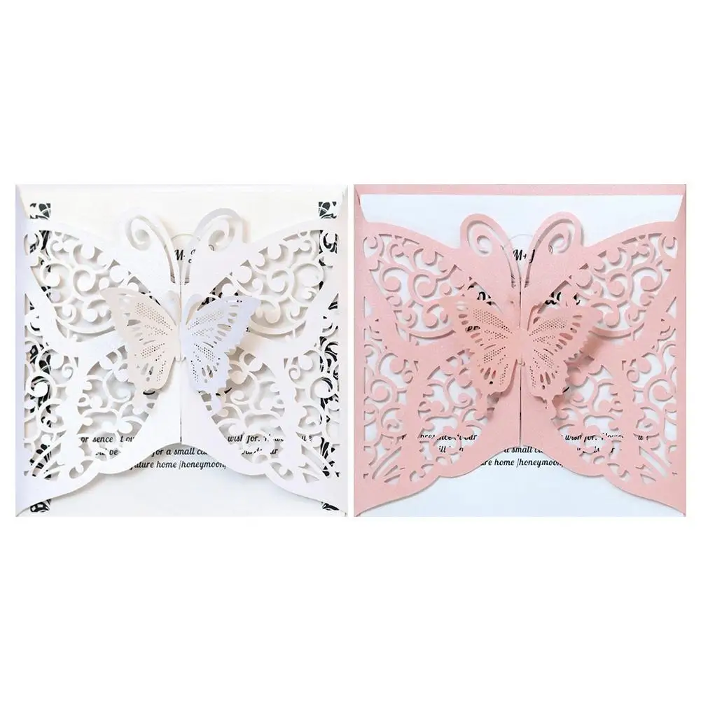 10 шт. свадебные пригласительные открытки пустотелая бумага с бабочками и Обложка