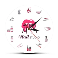 beauty salon nail studio tools wall clock nail polish bottles and accessories decorative cosmetology clock wall watch timepieces