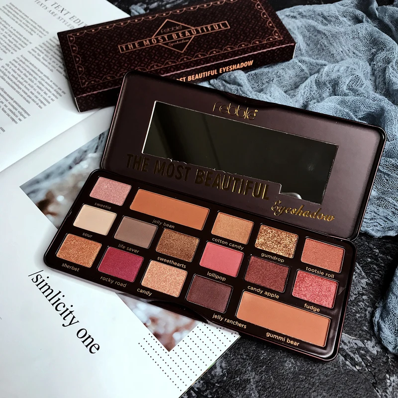 Палитра теней для век FEBBLE 16 цветов матовые мерцающие тени телесного цвета