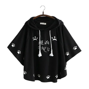 Женское пончо с капюшоном Merry Pretty, накидка на шнурке с мультяшной вышивкой, пальто в китайском стиле с рукавом до локтя, весна 2020
