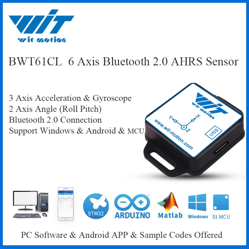 6-осевой Цифровой Инклинометр WitMotion Bluetooth 2,0 BWT61CL, угол наклона + ускорение + гироскоп MPU6050 на ПК/Android/MCU