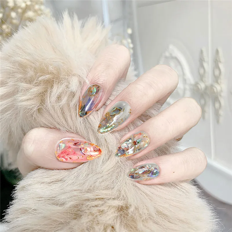 12 Grids/Pack Beauty Color-changing Abalone Natural Sea Shell Fragments Texture Nail Art Flakes Decoration Slice DIY Manicure | Красота и