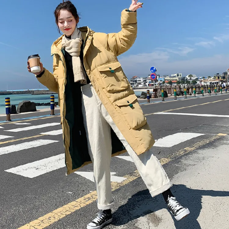 Длинные зимние женские пальто и куртки с длинным рукавом модная теплая