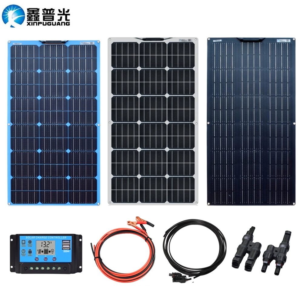 

18V Flexible Solar Panel Kit 100W 200W High-efficiency Monocrystalline Silicon Cell PV Power Generation System Solares Paneles